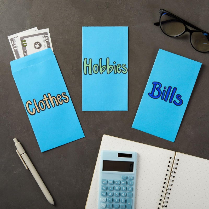 Okuna Outpost Money Envelopes - 3.5 x 6.5 in, Blue, 100-Pack, Modern - Peel & Seal Flap & 100 GSM Paper - Coin Envelopes for Cash Storage, Budgeting & Gifting - Image 2